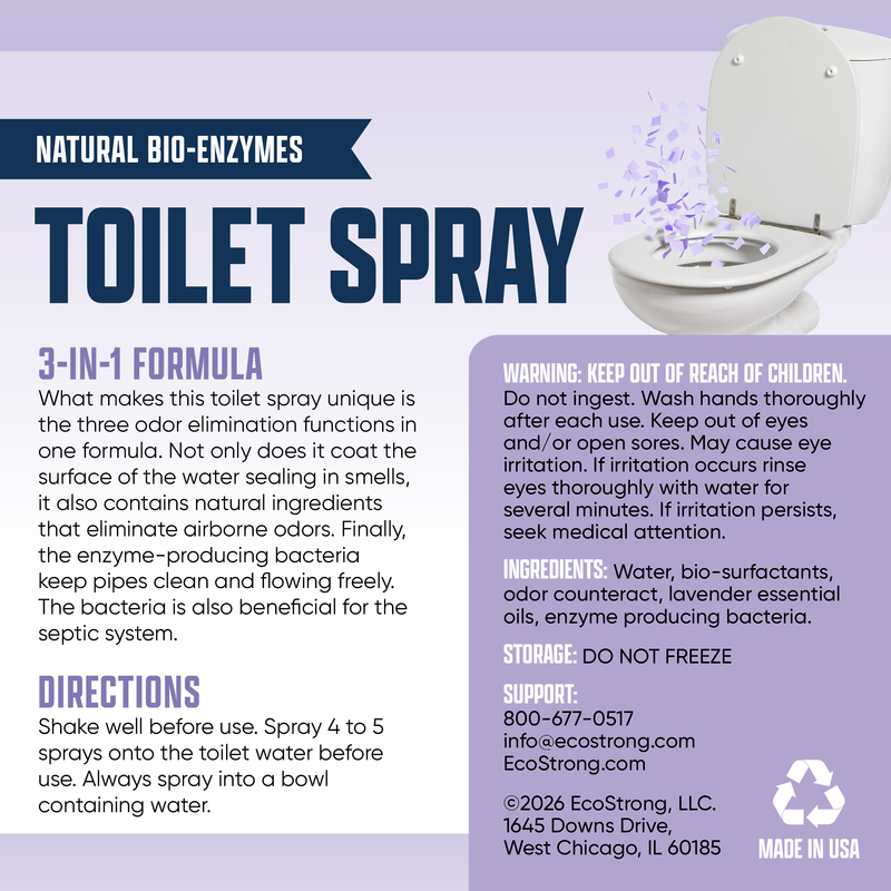 EcoStrong Discrete Toilet Spray Toilet Odor White Smoke 2 x 4 oz Sprayer Bottle,16 oz Refill,4 oz Sprayer Bottle and 16 oz Refill