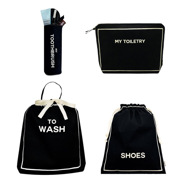 Bag-All - Toiletry Travel Gift Set Deal 4-Pack, Black