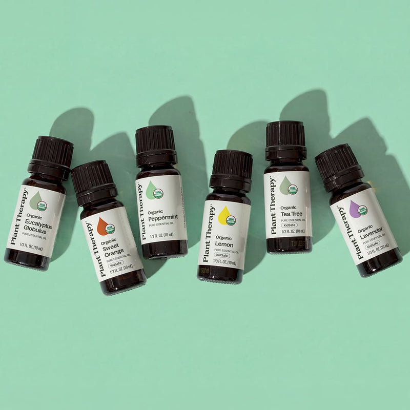 Plant Therapy Top 6 Organic Singles Essential Oil Set Essential Oil Light Green