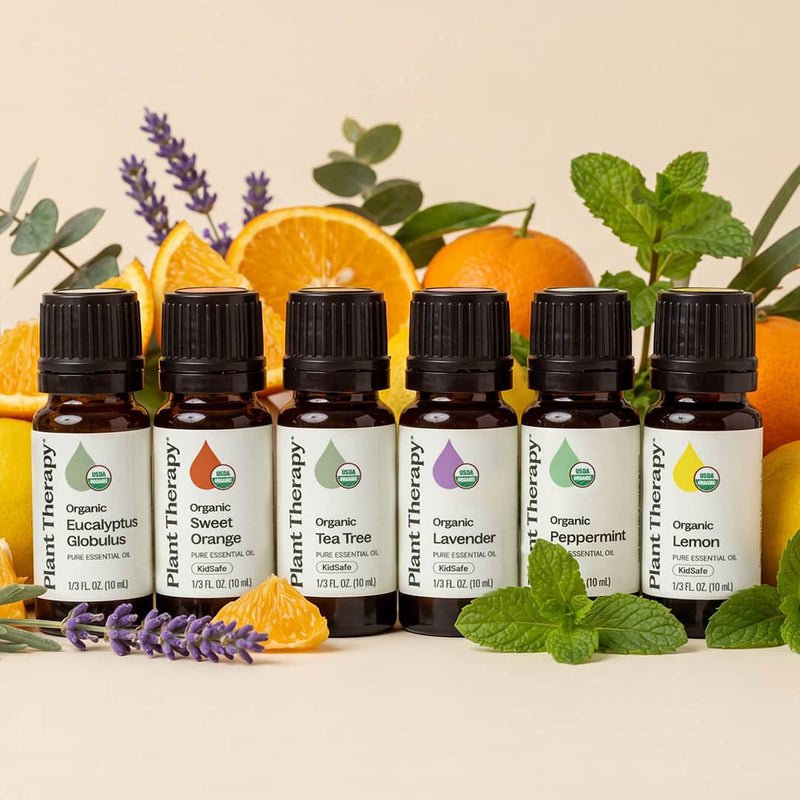 Plant Therapy Top 6 Organic Singles Essential Oil Set Essential Oil Gray