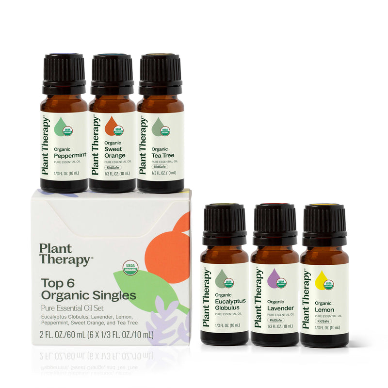 Plant Therapy Top 6 Organic Singles Essential Oil Set Essential Oil White Smoke