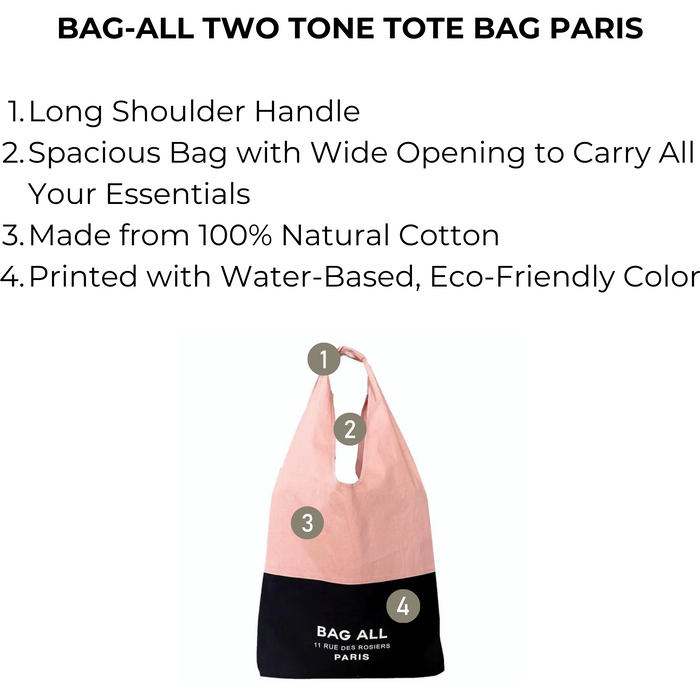 Bag-All - Two Tone Tote Bag Paris, Pink/Black