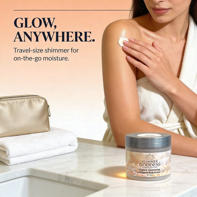 Glimmer Goddess® Organic Skin Care Organic Shimmer Body Butter 2 oz – Travel Shimmer