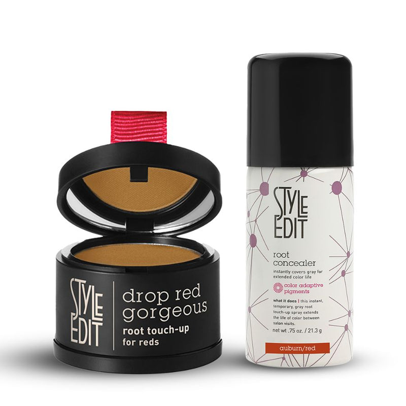 Style Edit Drop Red Gorgeous Root Touch Up Powder and Travel Size Spray Duo Gift Set