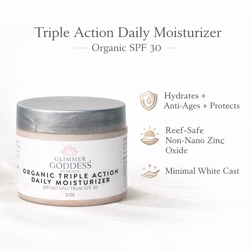 Glimmer Goddess® Organic Skin Care Triple Action Daily Moisturizer – Organic SPF 30 Moisturizers