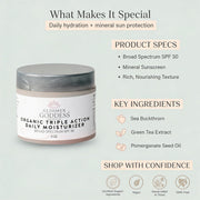 Glimmer Goddess® Organic Skin Care Triple Action Daily Moisturizer – Organic SPF 30 Moisturizers