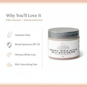 Glimmer Goddess® Organic Skin Care Triple Action Daily Moisturizer – Organic SPF 30 Moisturizers