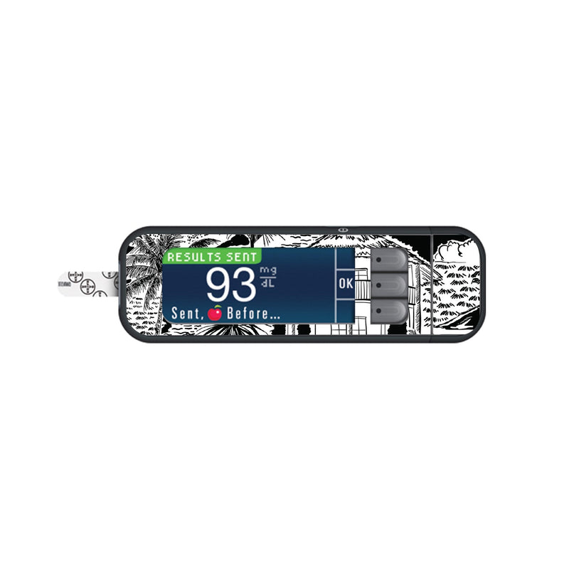 Peelz Tropical Sketch Sticker for Bayer Contour Next Glucometer Peelz/Stickers