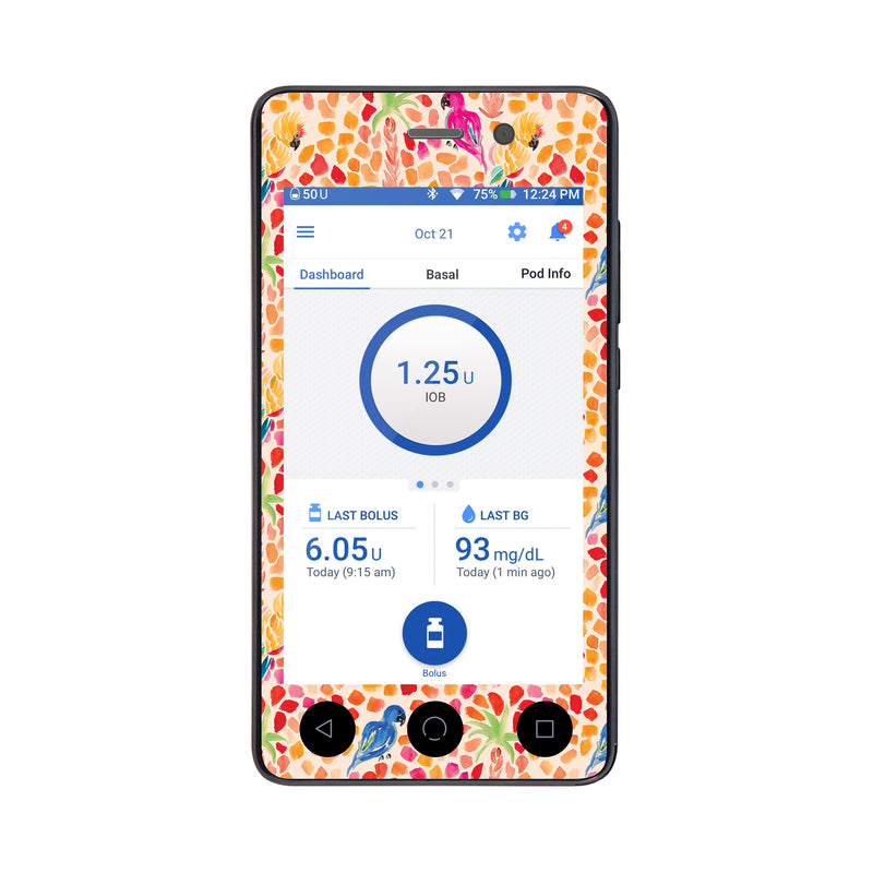 Peelz Tropical Watercolor Sticker for Omnipod DASH® PDM – Pump Peelz Peelz/Stickers