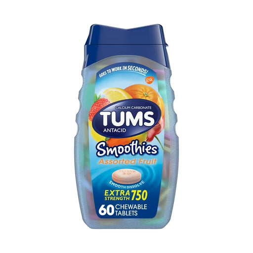 Tums Tums Smoothies Extra Strength Chewable Tablets, Assorted Fruit - 60 count Medicine & Drugs