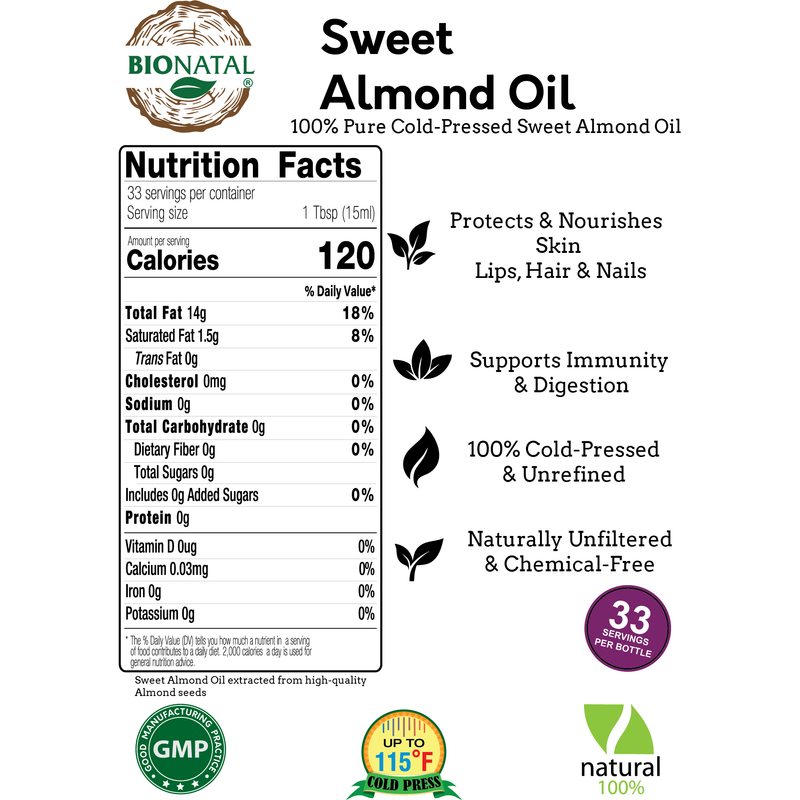 Bionatal Turkish Sweet Almond Oil 17oz