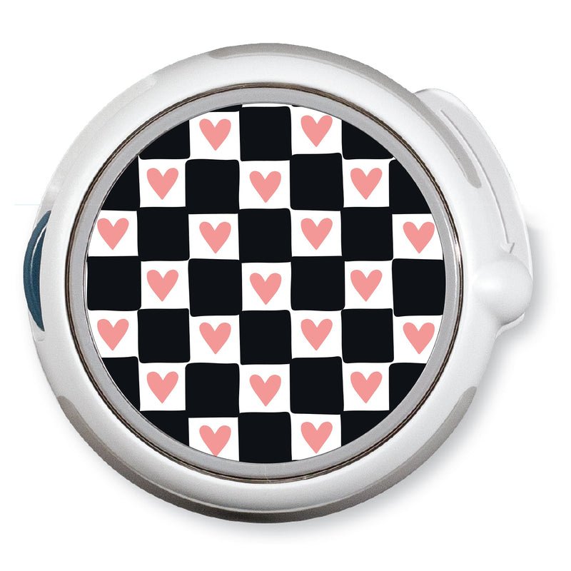 Peelz Checkered Hearts twiist™ Automated Insulin Delivery System Stickers - Pump Peelz Peelz/Stickers