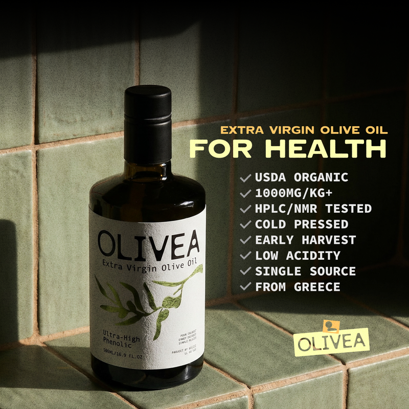 Olivea Ultra High Phenolic Extra Virgin Olive Oil — 1,000+ mg/kg Polyphenols