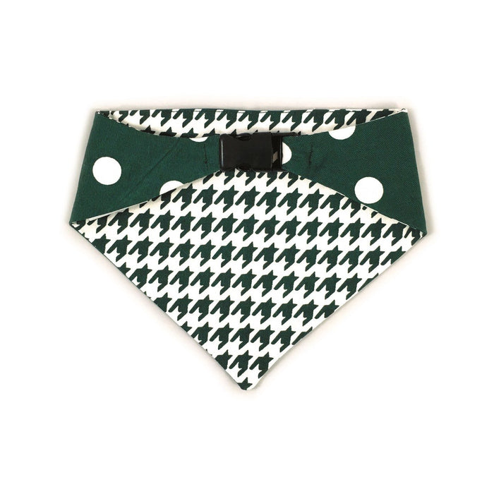 Dark Green Houndstooth Reversible Dog Bandana