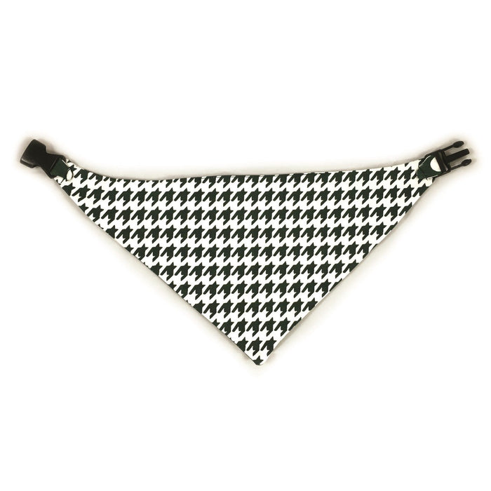 Dark Green Houndstooth Reversible Dog Bandana