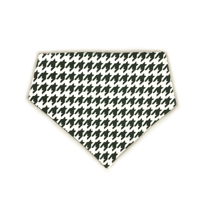 Dark Green Houndstooth Reversible Dog Bandana