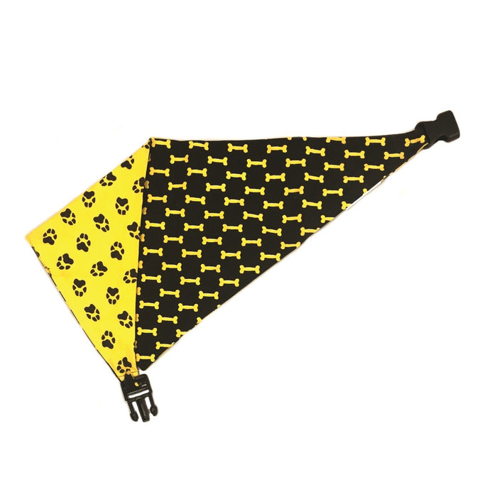 Mustard Yellow & Black Reversible Dog Bandana