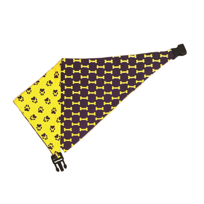 Yellow & Purple Reversible Dog Bandana