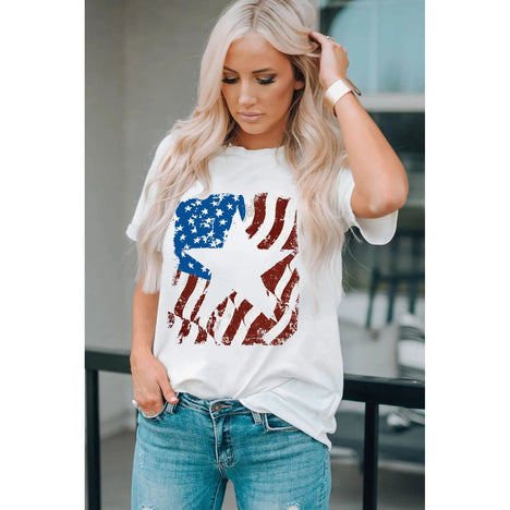 US Flag Graphic Round Neck Tee