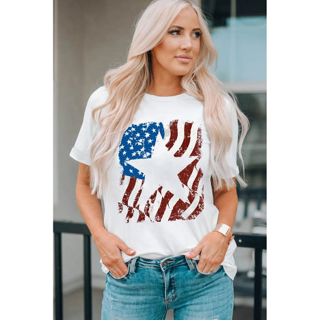 US Flag Graphic Round Neck Tee