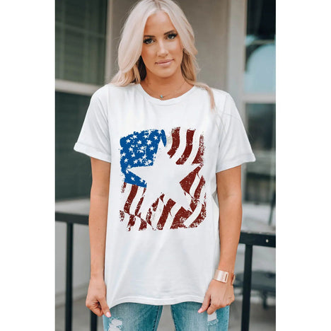 US Flag Graphic Round Neck Tee