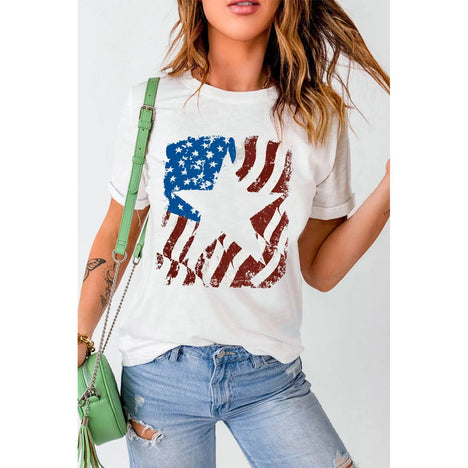 US Flag Graphic Round Neck Tee