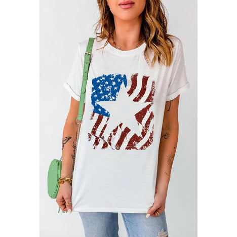 US Flag Graphic Round Neck Tee