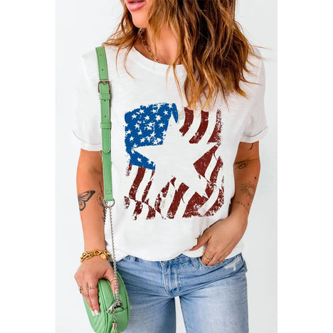 US Flag Graphic Round Neck Tee