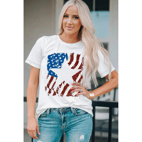 US Flag Graphic Round Neck Tee