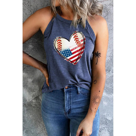 US Flag Heart Graphic Tank