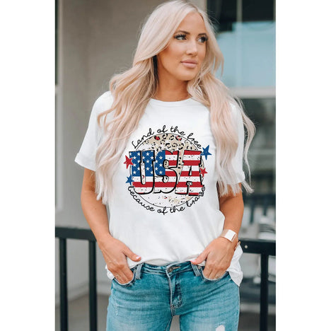 USA Graphic Round Neck Tee