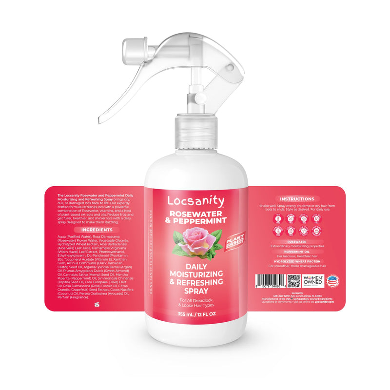 Locsanity Rosewater and Peppermint Daily Moisturizing/Refreshing Spray Locking & Tightening & Moisturizing