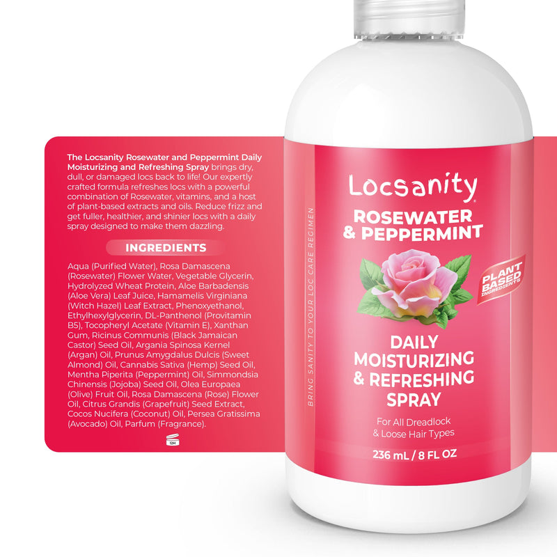 Locsanity Rosewater and Peppermint Daily Moisturizing/Refreshing Spray Locking & Tightening & Moisturizing