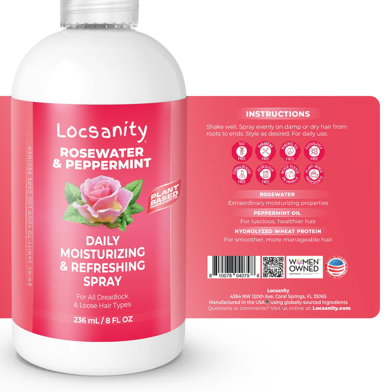 Locsanity Rosewater and Peppermint Daily Moisturizing/Refreshing Spray Locking & Tightening & Moisturizing