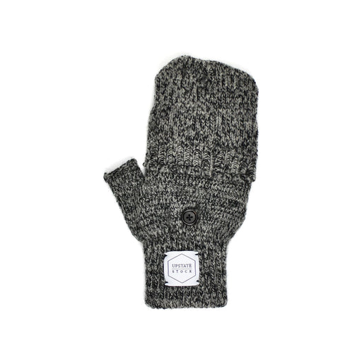 Charcoal Melange Convertible Fingerless 'Glomitt' with Black Deerskin