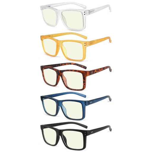 eyekeeper.com 5 Pack Square Large Blue Light Filter Readers UV2142 Eyeglasses