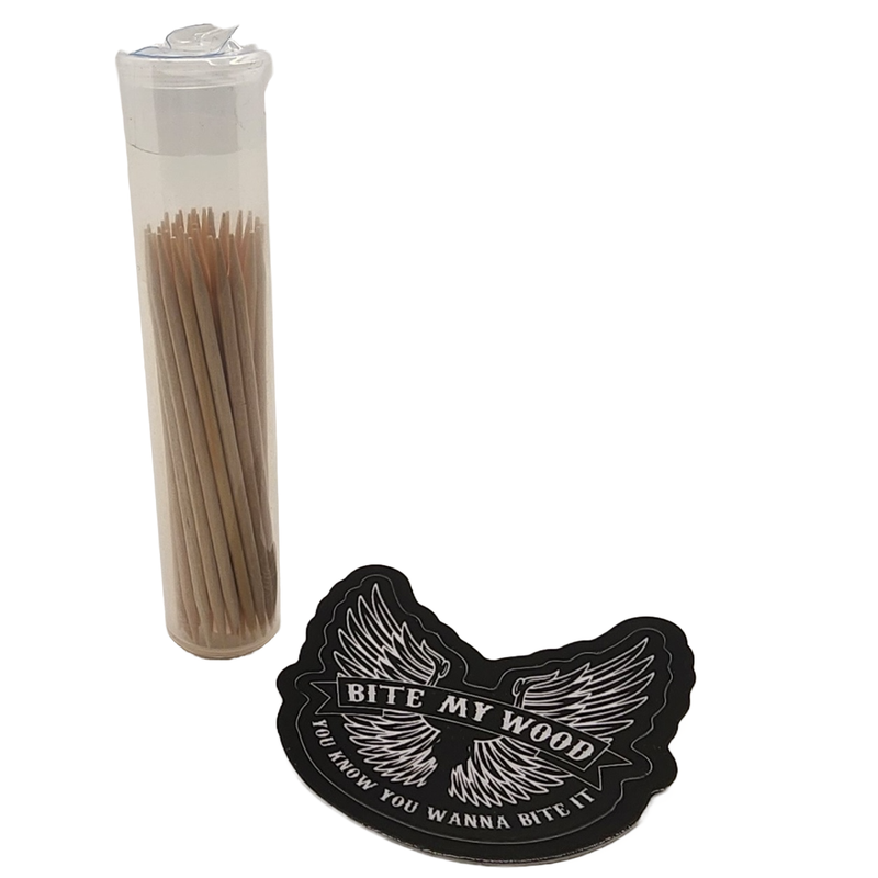 BiteMyWood 36 Qty Unflavored Birchwood Toothpicks in Plastic Tubes Toothpicks