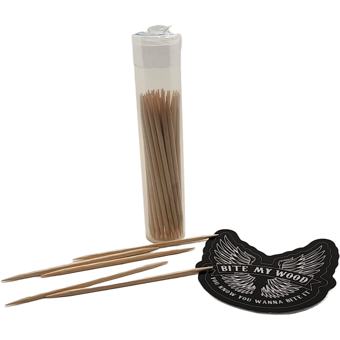 Bitemywood Unflavored High Quality Usa Birchwood Toothpicks In Plastic Tube Or Jars - 2 Sizes Available