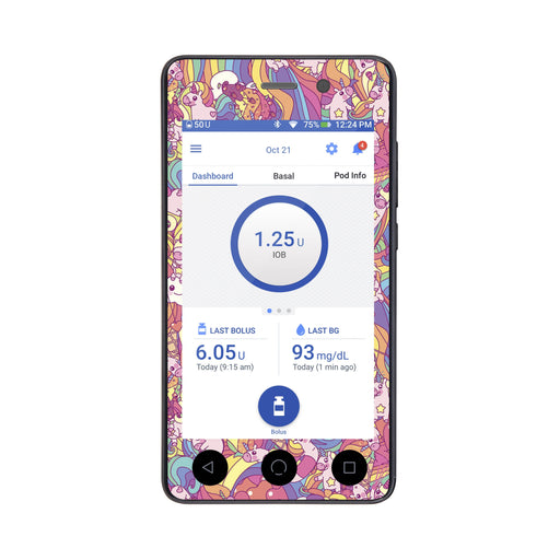 Peelz Unicorn Swirls Sticker for Omnipod DASH® PDM – Pump Peelz Peelz/Stickers