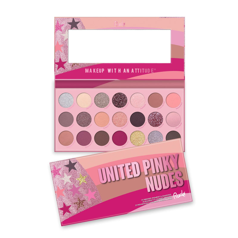 Rude Cosmetics United Pinky Nudes - 21 Pressed Pigment & Shadows Palette Eye Shadow