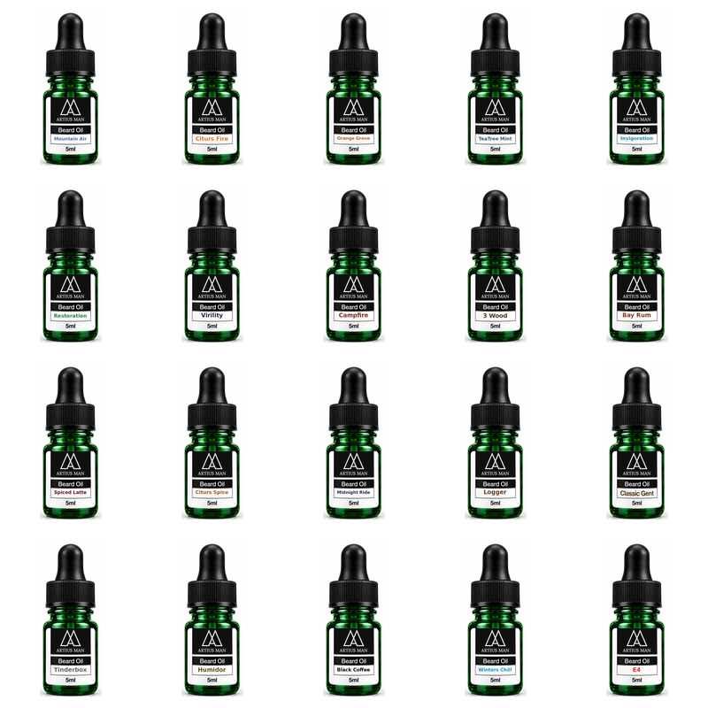 Artius Man Beard Oil Sampler 20-Pack – The Complete Artius Man Scent Collection Beard Oil White Smoke