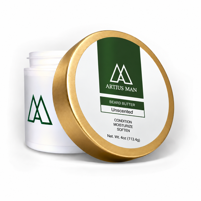 Artius Man Unscented Beard Butter – Deep Conditioning Beard Butter with No Added Scent (4 oz) White Smoke