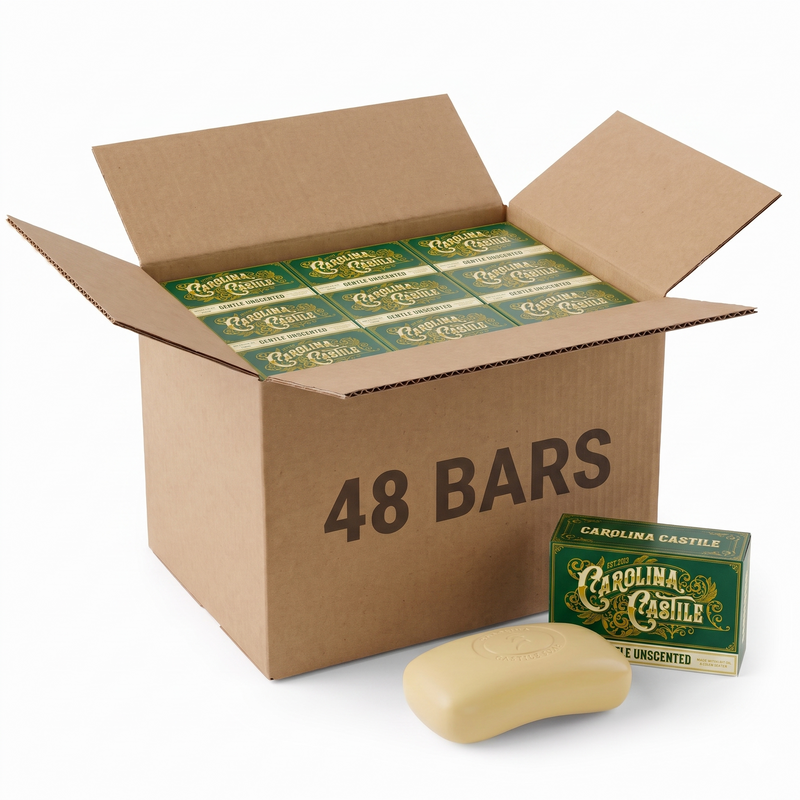 Carolina Castile Soap Castile Bar Soap - Gentle Unscented White Smoke Case of 48 Bars