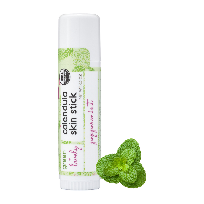 Green + Lovely Peppermint Calendula Skin Stick - Organic Lotion Moisture Stick - Travel Size