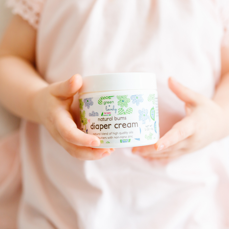 Green + Lovely Natural Bums Diaper Rash Cream - Effective Natural Diaper Cream - 2 oz. Natural Bums Diaper Rash Cream Organic