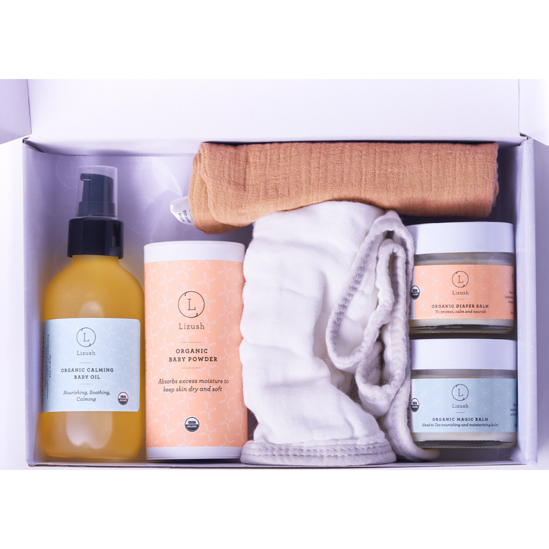 Lizush Organic full care new baby gift set - welcome little one! Gift set for Her