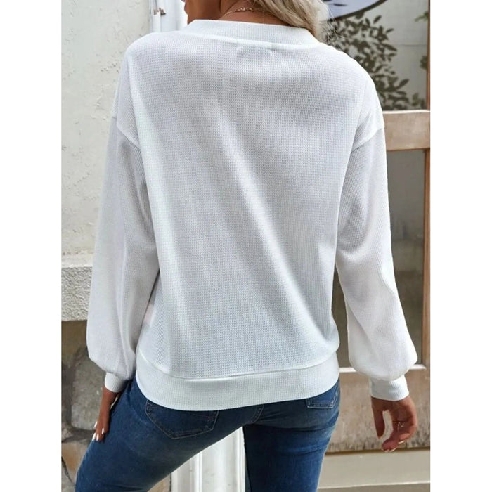 V-Neck Dropped Shoulder Blouse