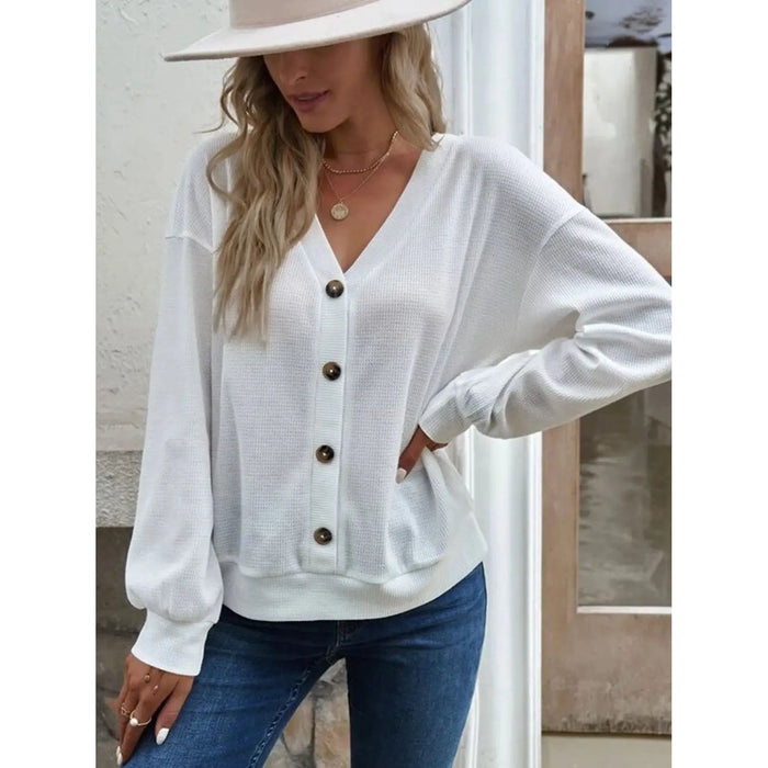 V-Neck Dropped Shoulder Blouse