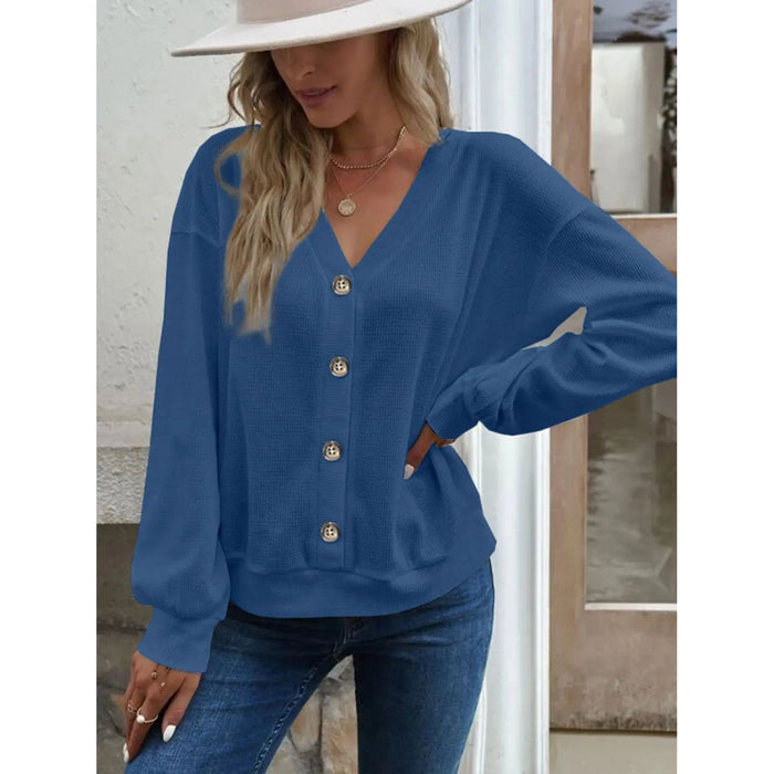 V-Neck Dropped Shoulder Blouse