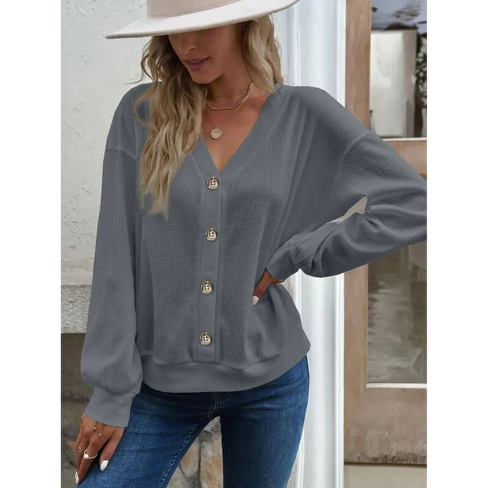 V-Neck Dropped Shoulder Blouse